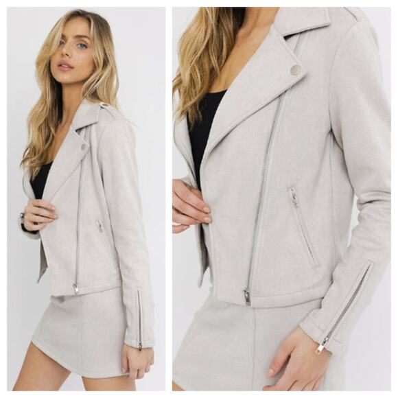 Gilli Faux Suede Moto Floral Embroidered Cream Jacket  Size M - Picture 10 of 10